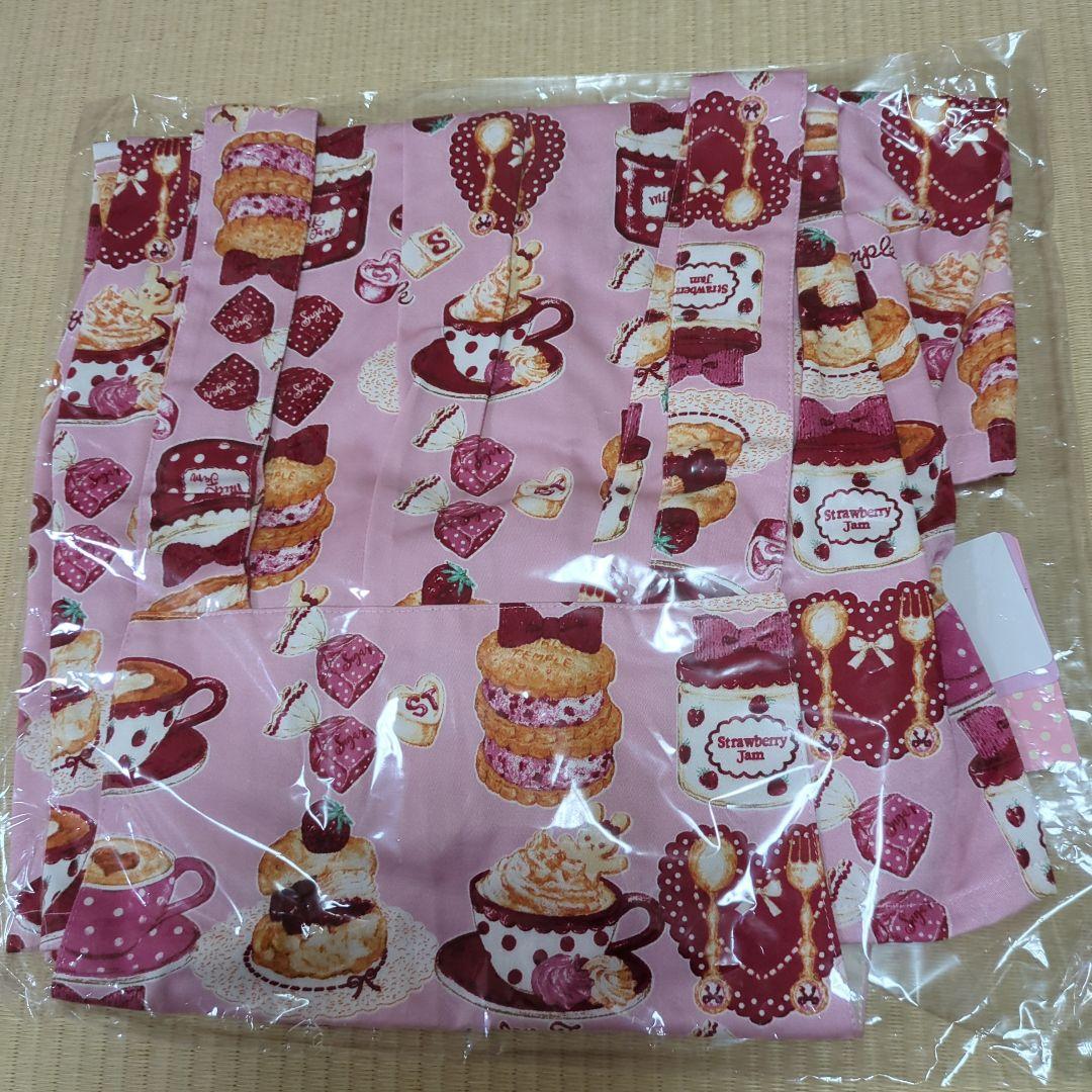 シャーリーテンプル　カフェプリント　エプロン　レディース　ピンク