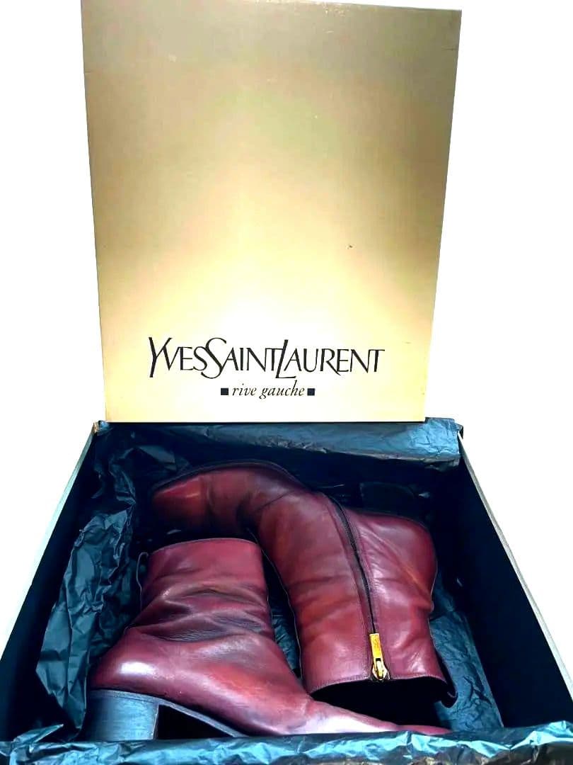 イヴサンローランリヴゴーシュ ジョニーブーツ ボルドー 箱/袋付き
