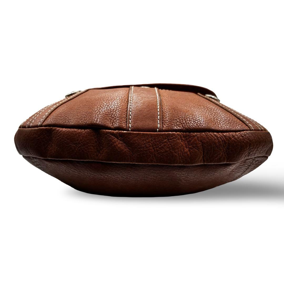 【ヴィンテージ】ロンシャン　ショルダーバッグ　オールレザー　ブラウン　斜め掛け