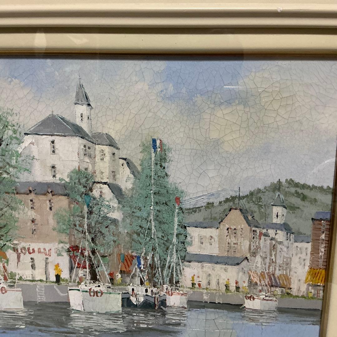 油絵　「オリオ港 」　黒沢久　作品　F6 サイズ 肉筆 油絵 油彩額装作品