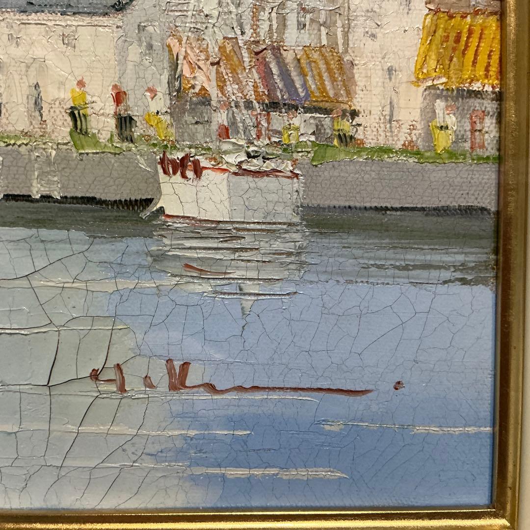 油絵　「オリオ港 」　黒沢久　作品　F6 サイズ 肉筆 油絵 油彩額装作品