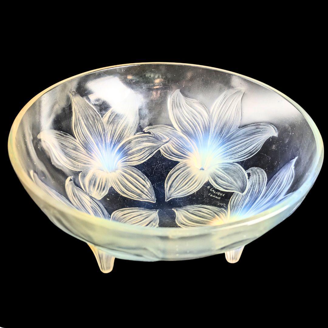 贅沢な時間を★ラリック LYS 百合 オパルセント 大鉢 ボウル 1924年頃