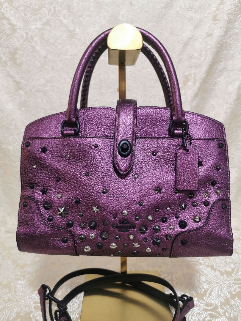 希少　コーチ　COACH　メタリック　パール　2WAY　ショルダー　ハンドバッグ