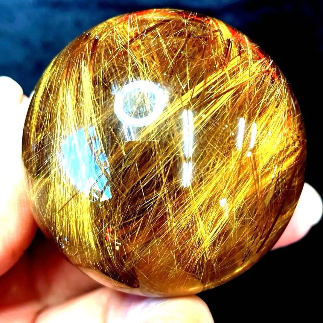 超絶綺麗✨48mm ゴールドルチルクォーツ　丸玉　スフィア　金針水晶
