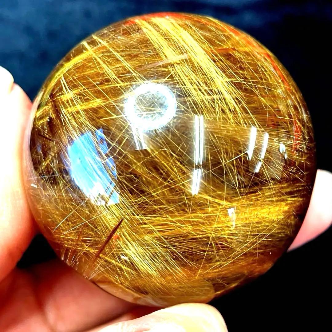 超絶綺麗✨48mm ゴールドルチルクォーツ　丸玉　スフィア　金針水晶