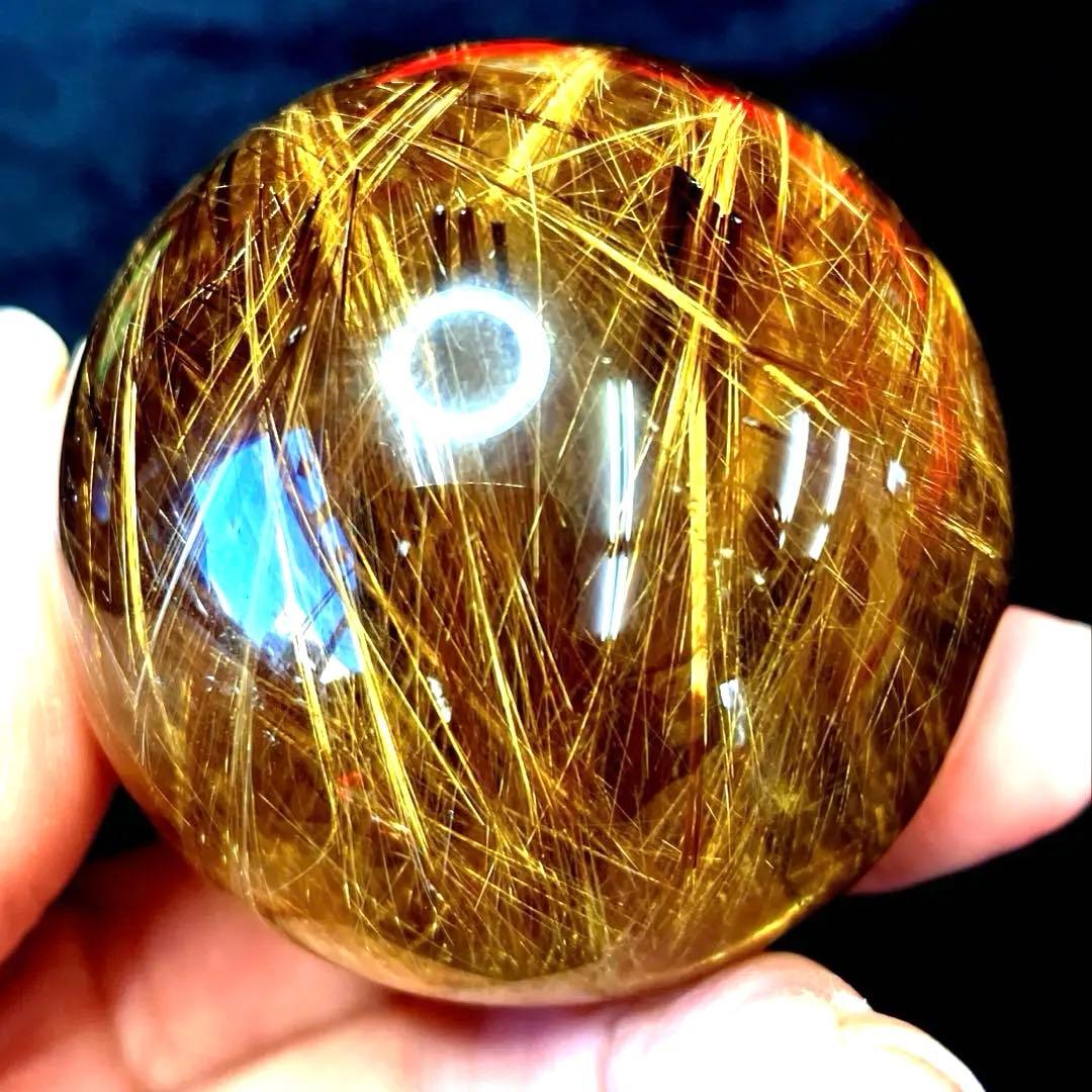 超絶綺麗✨48mm ゴールドルチルクォーツ　丸玉　スフィア　金針水晶