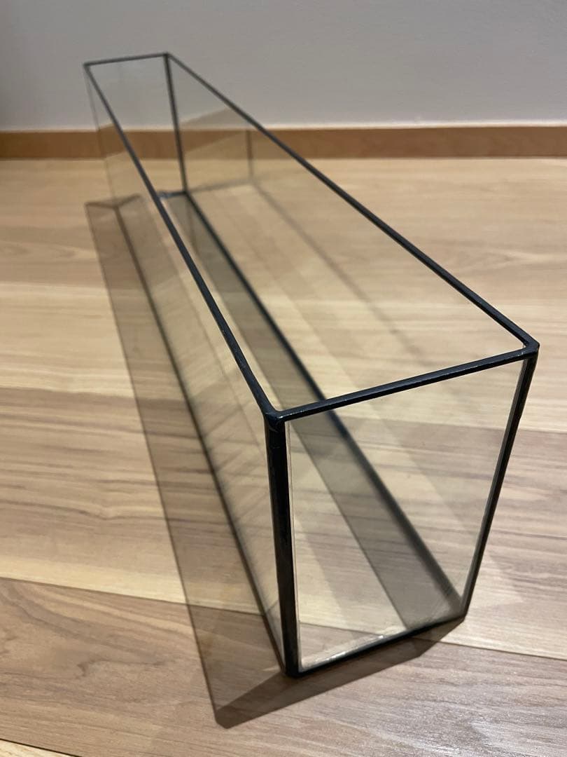 (未使用)ガラス花瓶フラット水槽　横幅60.5cm×縦9cm×高さ15.5cm