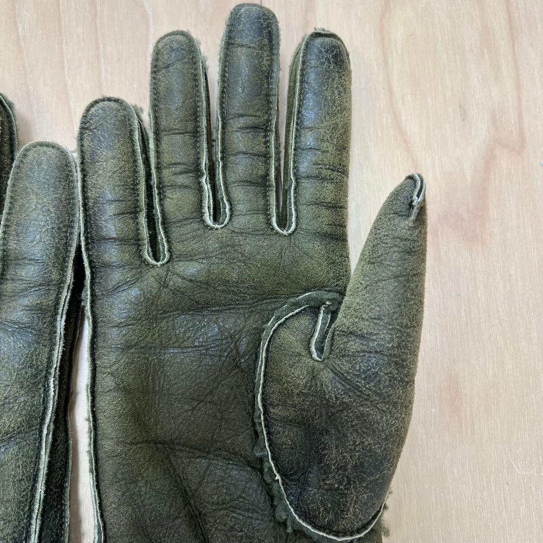 BALMAIN 14AW ムートン グローブ 手袋 レザー カーキ