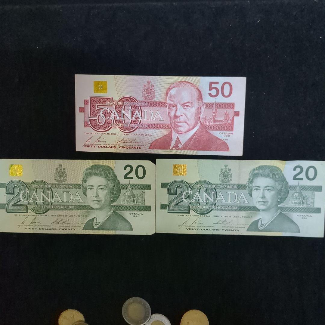 カナダドル 古紙幣と セット231ドル