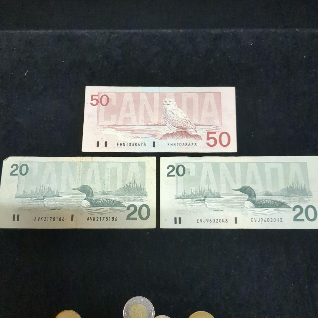 カナダドル 古紙幣と セット231ドル