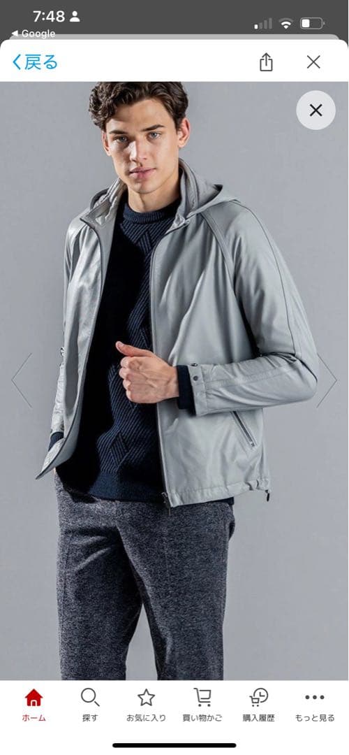 ✨美品JOSEPH HOMM フード付きレザージャケット グレーサイズ50羊革