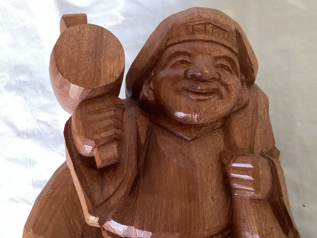 讃岐一刀彫　彫刻家　近藤宏・作　大黒天　縁起物　商売繁盛　木箱付　木製 福の神