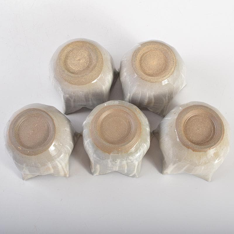 和食器　平安　半月造　桔梗形　小鉢　五客　共箱　D　R6726