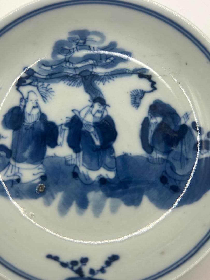 中国　清時代　染付　三星紋小皿3点　乾隆年製銘　送料込み1026