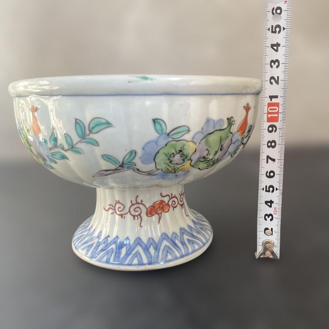 カケヒビなし古伊万里　杯洗　盃洗　色絵杯洗　陶芸　年代物