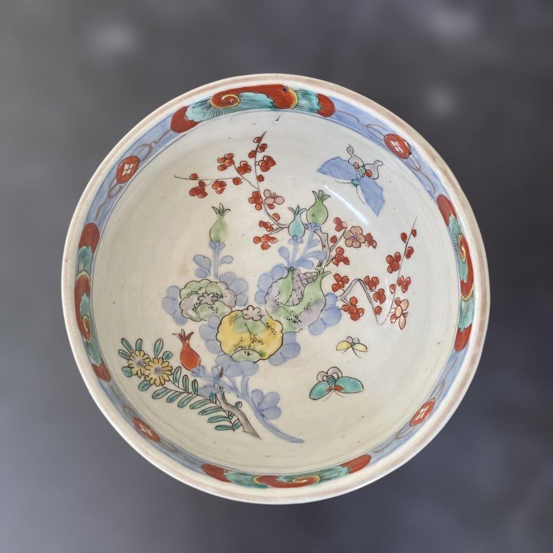 カケヒビなし古伊万里　杯洗　盃洗　色絵杯洗　陶芸　年代物