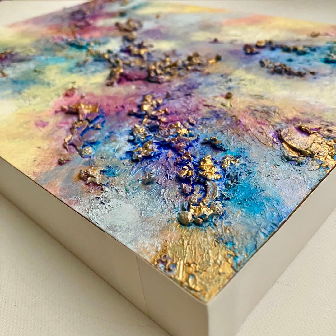 holiday＊木製パネル　絵画　原画　抽象画　テクスチャーアート　冬　モダン