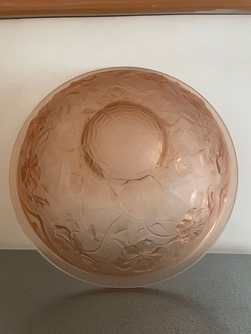 アールデコ　フロストガラス　吊り下げライトのガラス① ピンク