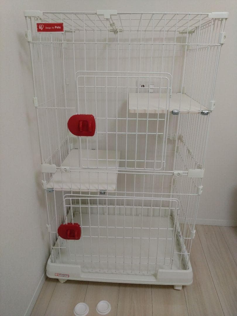 アイリスオーヤマ スリムキャットケージ 2段 ホワイト