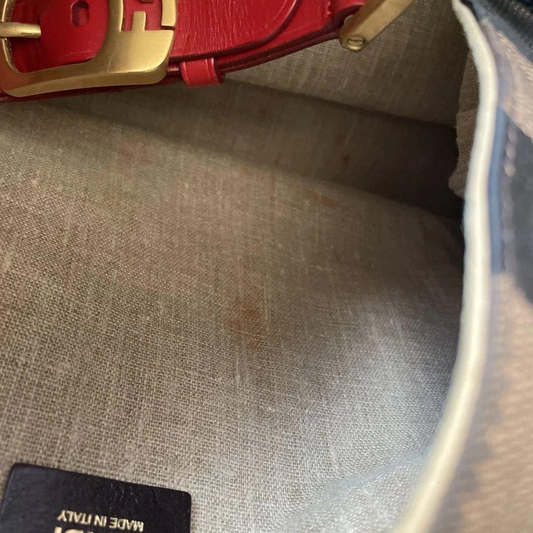 FENDI ストライプキャンバスショルダーバッグ