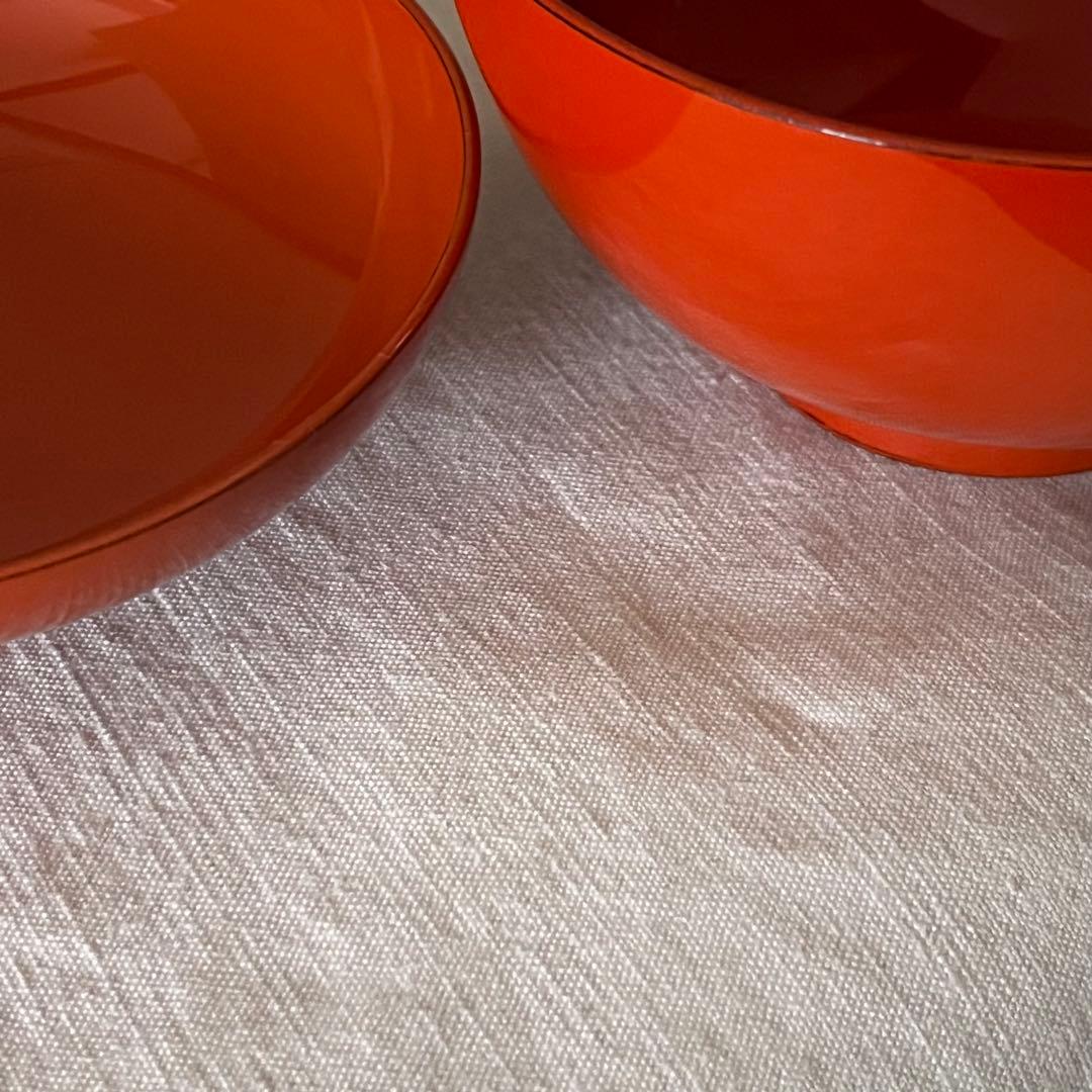 朱呂色根来椀五客　新品同様　高級漆器　蔵出し　骨董