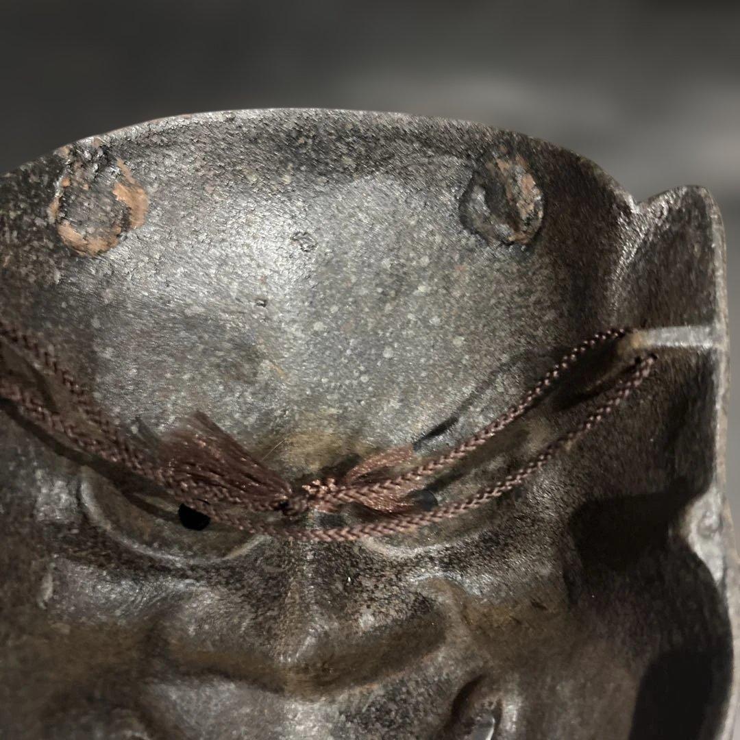 希少】金属製 鬼面 能面 般若系 鋳物 仮面 日本伝統美術 古道具