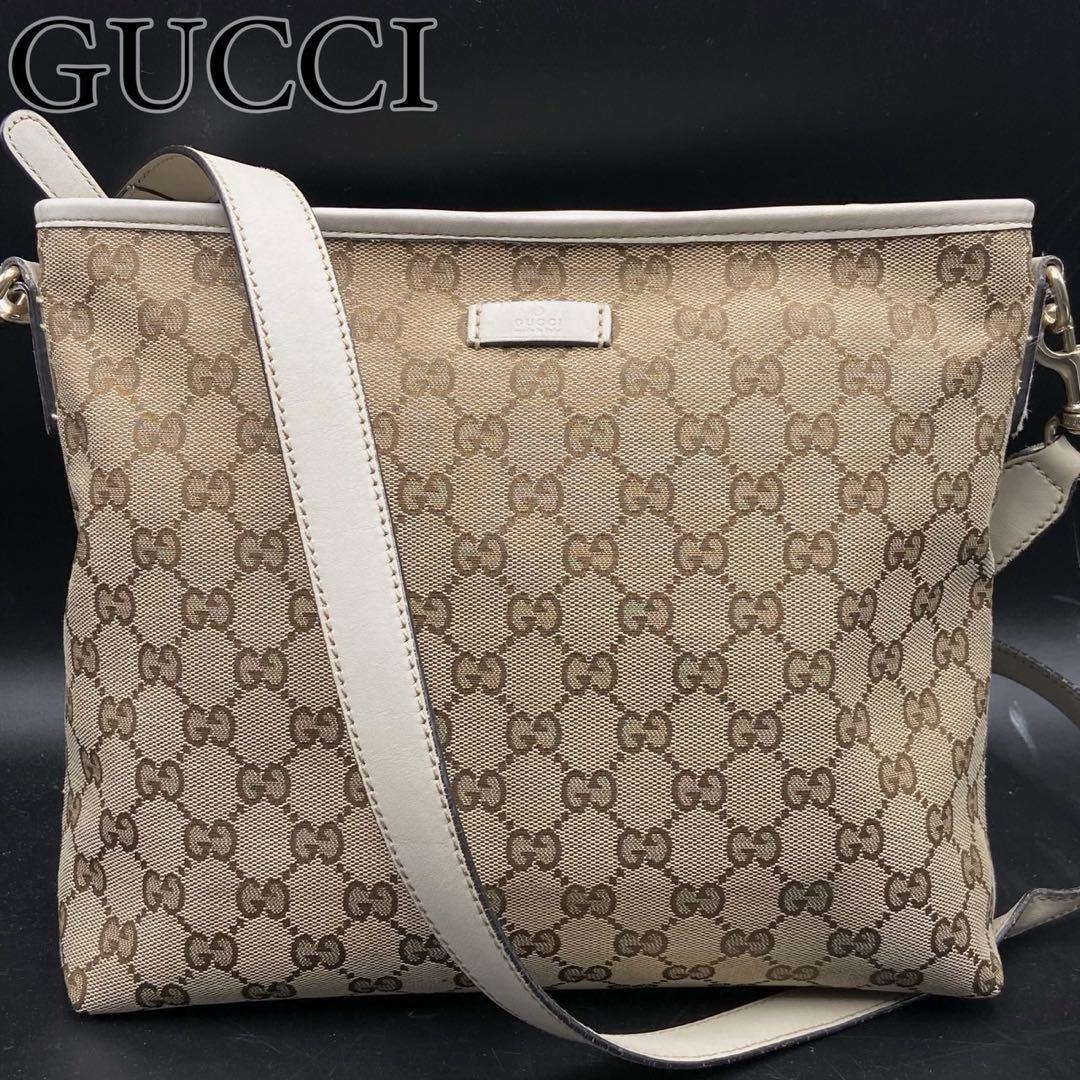 グッチ GG柄 ショルダーバッグ ベージュ キャンバス
