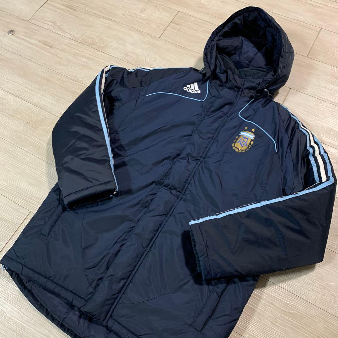 【アディダス】極美品✨アルゼンチン代表ベンチコート　L ネイビー　2000年代