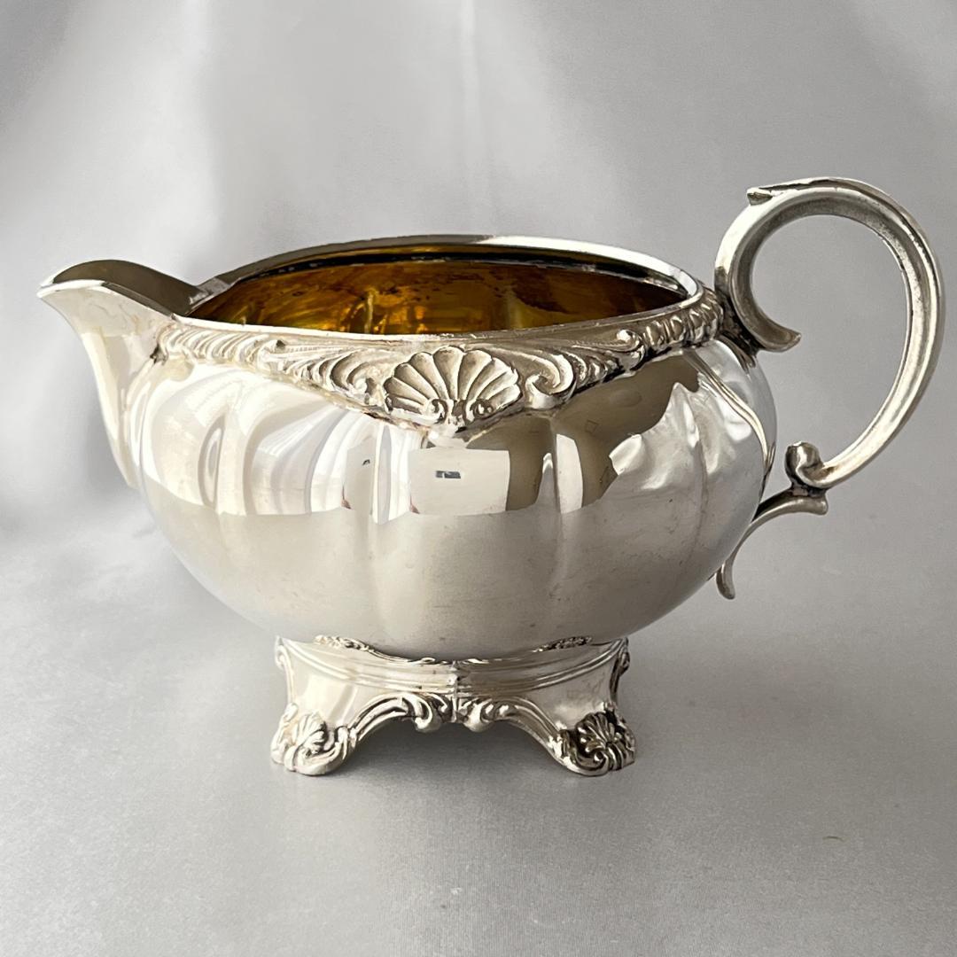 【Haddon】メロンフォルムのティーサービス 4点【シルバープレート】