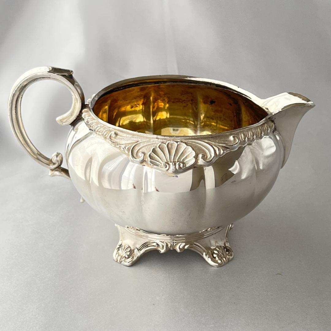 【Haddon】メロンフォルムのティーサービス 4点【シルバープレート】