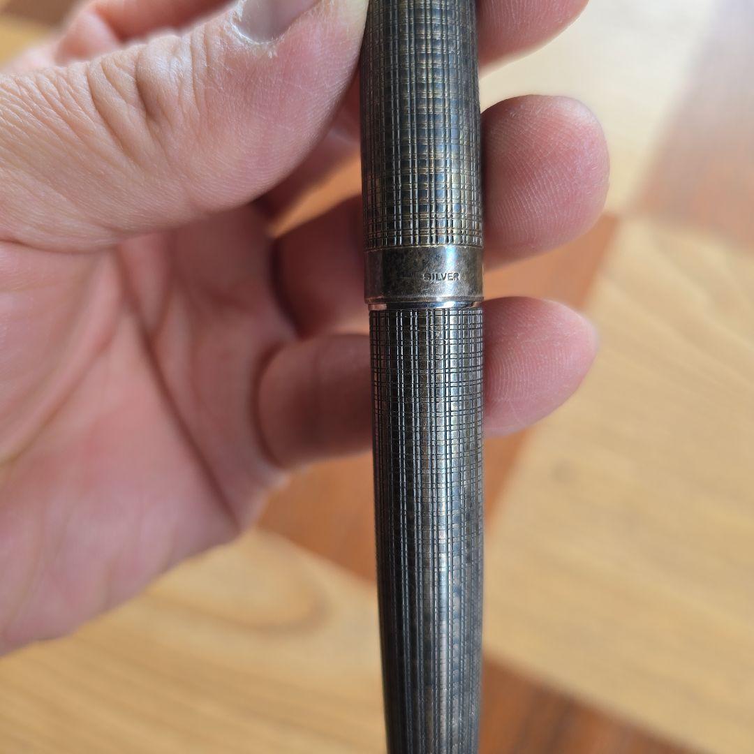 ステンレススチール 万年筆 ストライプデザイン ( pt) silver