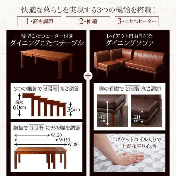 引き取り限定　大型ソファダイニングソファ　５点セット　キャメルブラウン