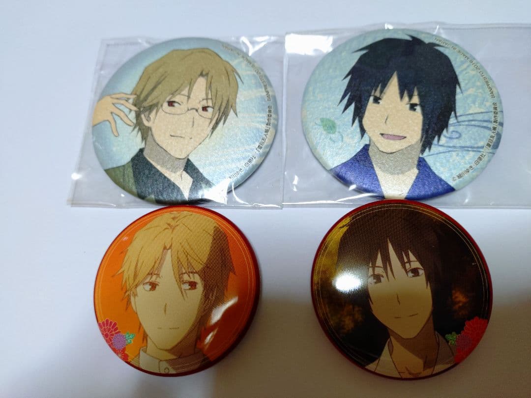 夏目友人帳 名取周一 田沼要 缶バッジ4個 和紙 劇場版 ニャンコ先生感謝祭