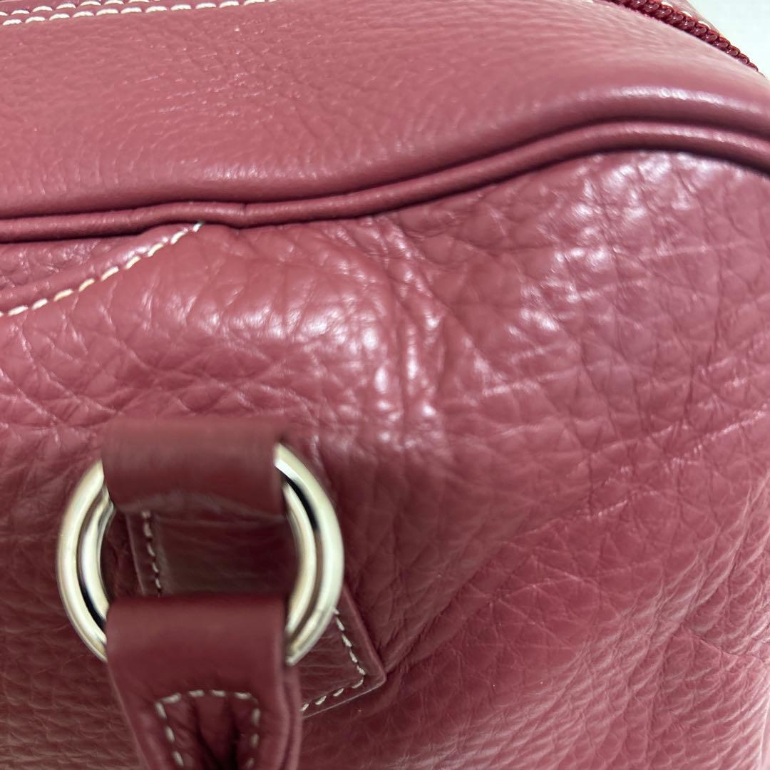 バーガンディ レザー ハンドバッグ　濱野皮革工藝