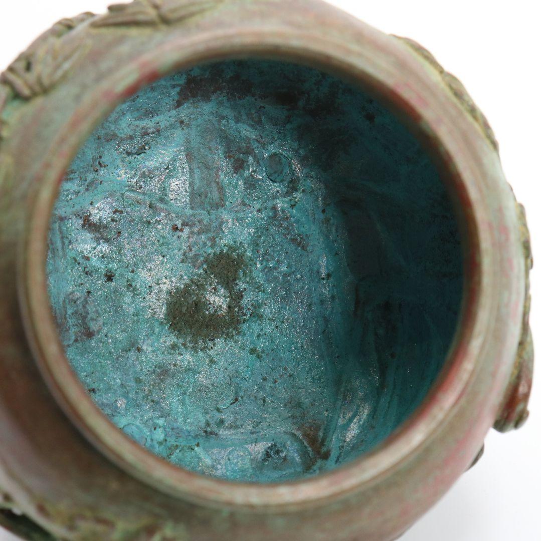 須賀月芳造 蝋型鋳銅香炉 松竹梅文 歳寒三友 高岡銅器　AB149　1F20