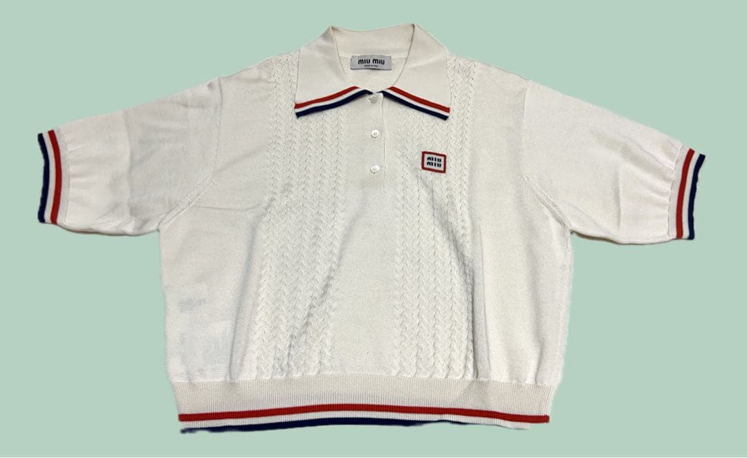 【希少】【IT42】Miu Miu 2022AW クロップドニットポロシャツ