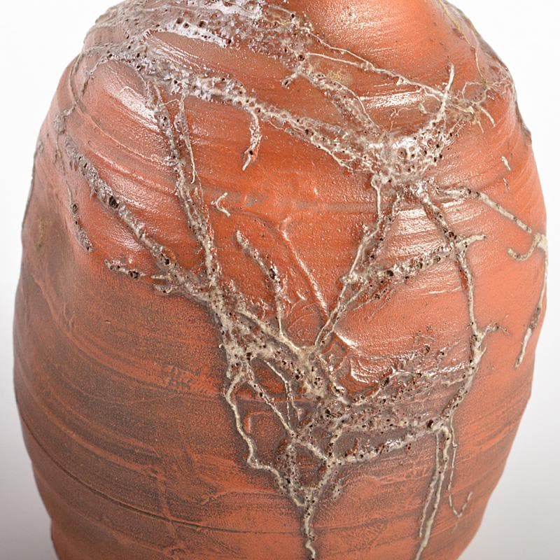 備前焼　新備前　珍壺　徳利　一対　銘「雪柳」　極め箱　C　6081