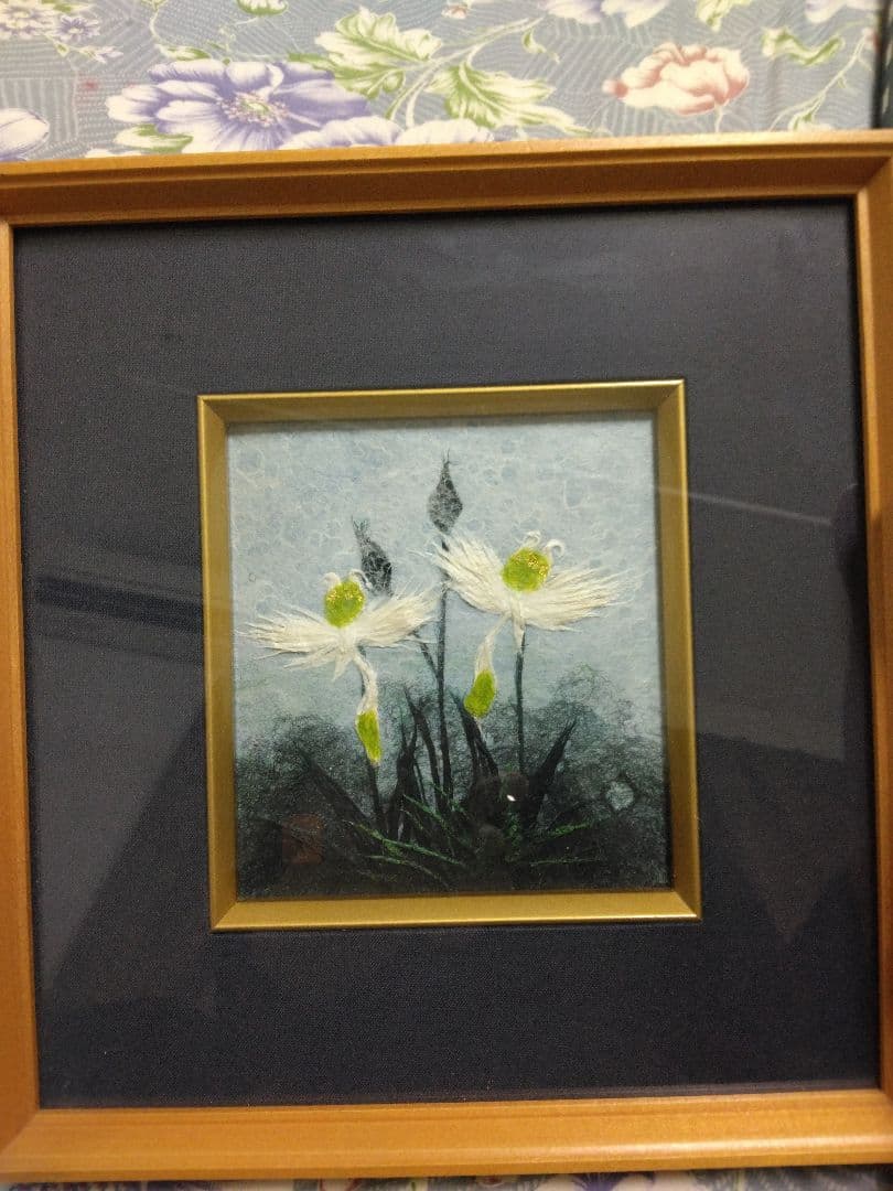 【ジモティー購入】和紙工芸品 淡い色彩の癒し 額付き