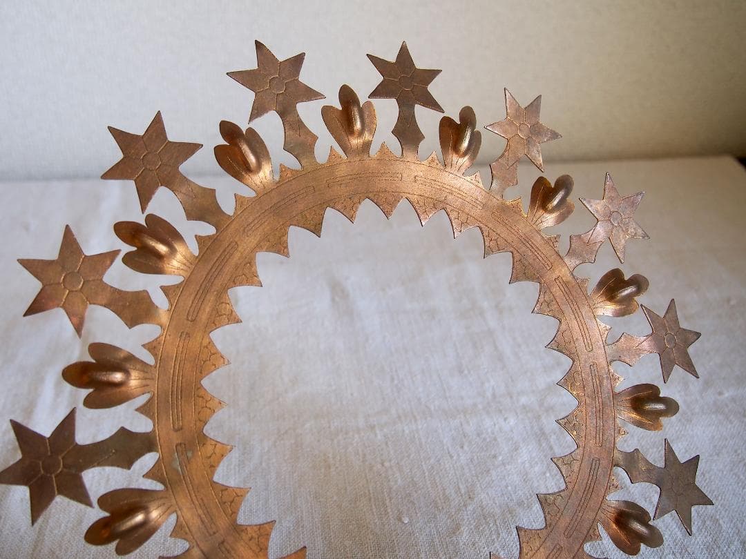 聖母マリア像 星のついた光輪 クラウン 直径25cm カトリック彫像用/K346