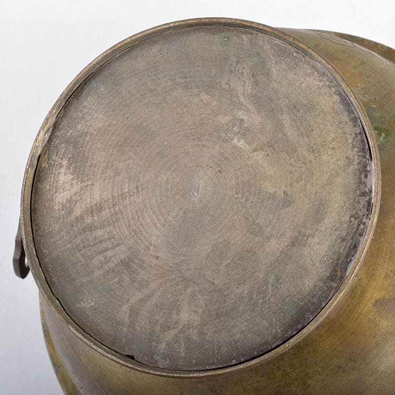 朝鮮　李王家美術工場造　蝙蝠手花彫金　神仙炉　宮廷料理器　V　R5542