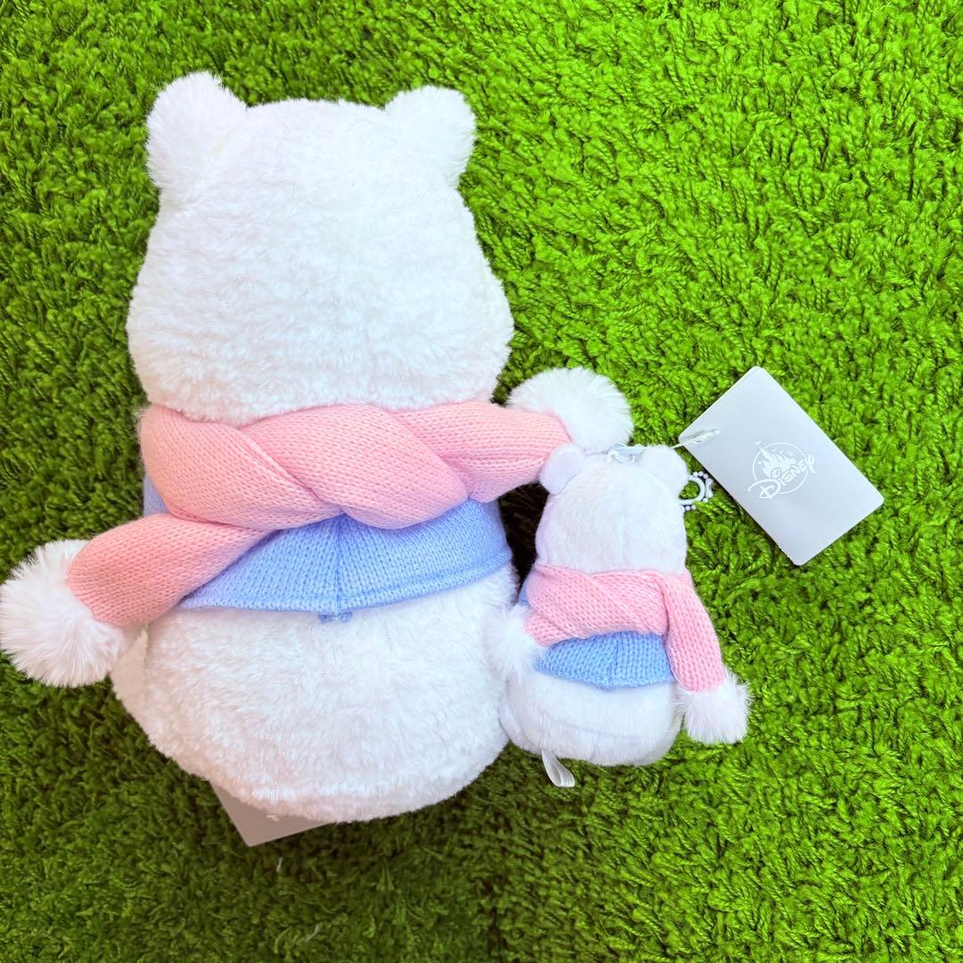 プーさん　ぬいぐるみ &キーチェーン ピンク×ブルー Winter Shiny