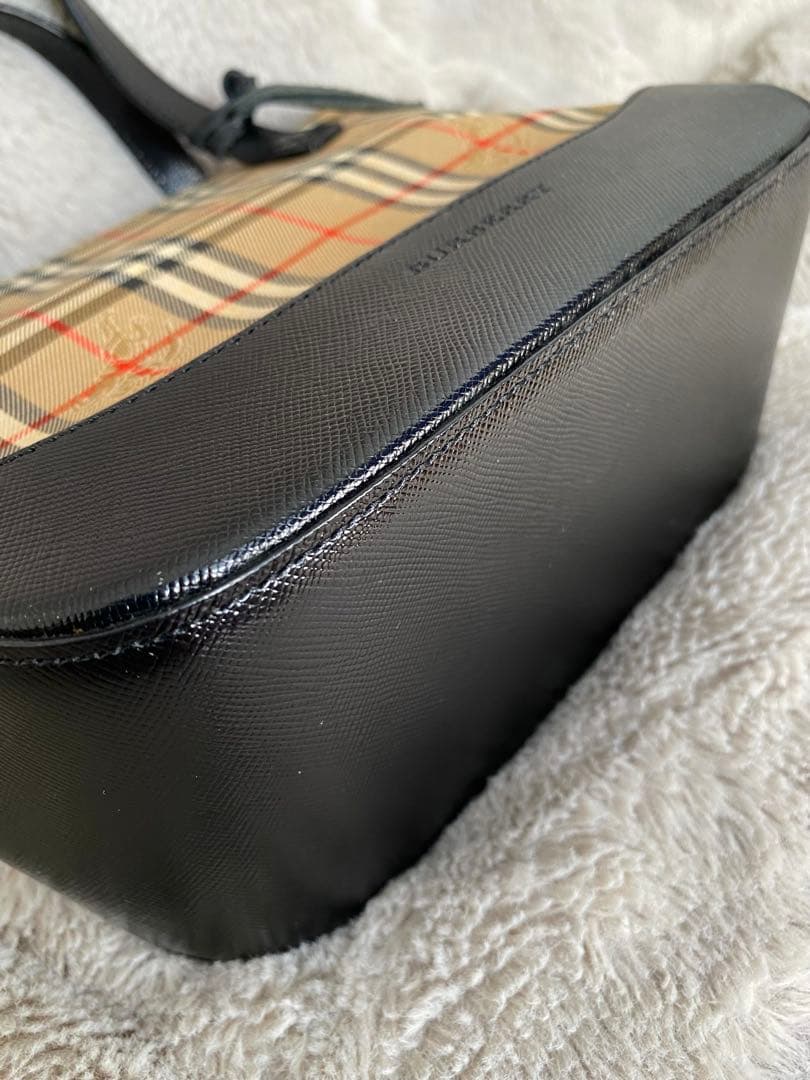 BURBERRY ハンドバッグ キャンバス レザー トートバッグ
