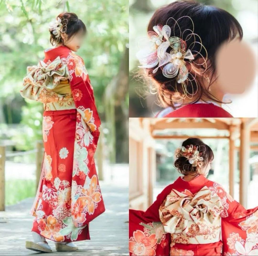 お値下げ⭐︎振袖フルセット　赤　身長149cm仕立て
