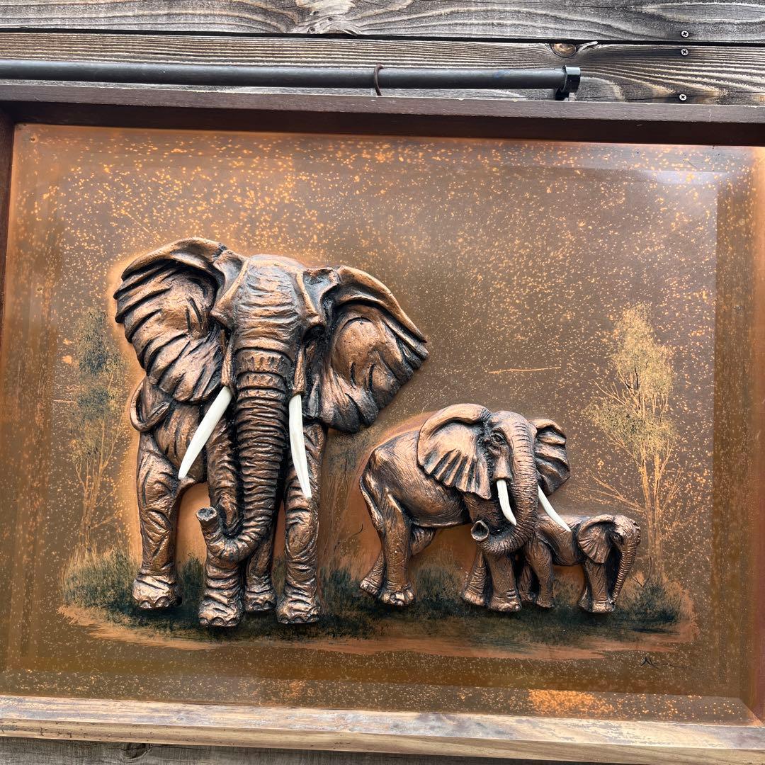 ヴィンテージ銅の象壁掛け