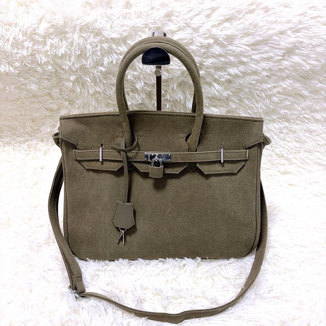 美品⭐︎ヴィンテージ加工 birkin型 オリーブ カーキ キャンパス ミリタリー