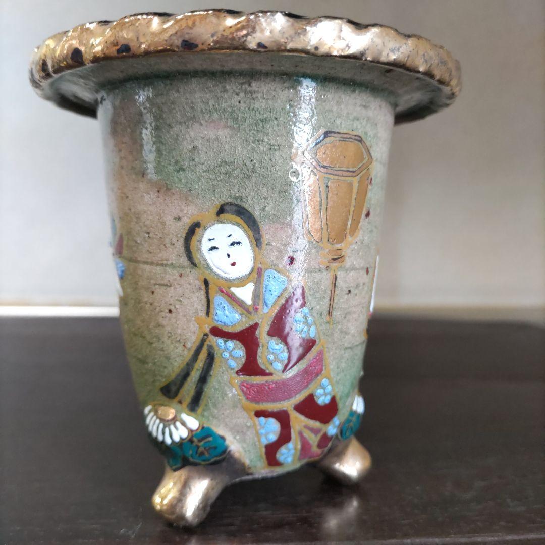 盆栽鉢、植木鉢、蘭鉢、錦鉢　お雛様柄、　京楽鉢、年代鉢、金縁蘭鉢、盆栽鉢、未使鉢