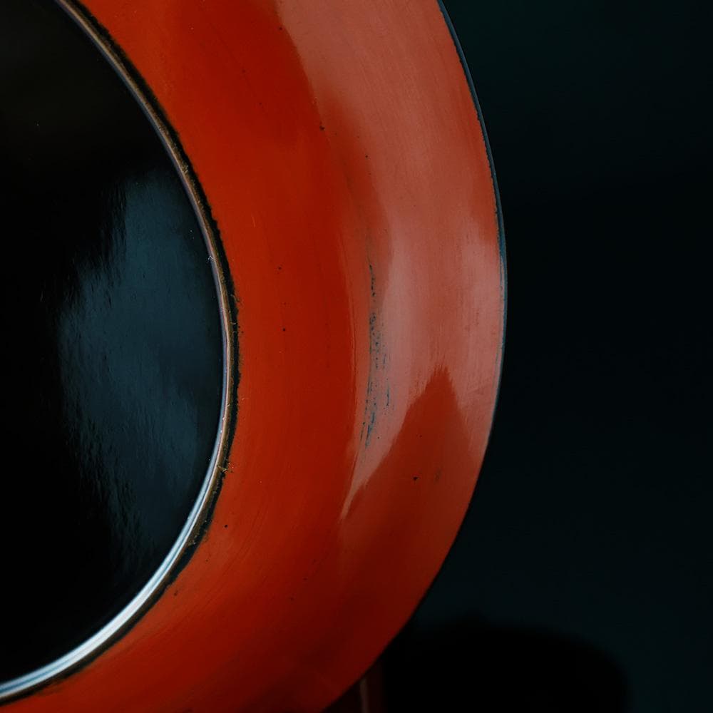 時代年代物 根来塗 丸盆 直径約25cm 時代箱 藍染 根来盆 煎茶盆 木製漆器