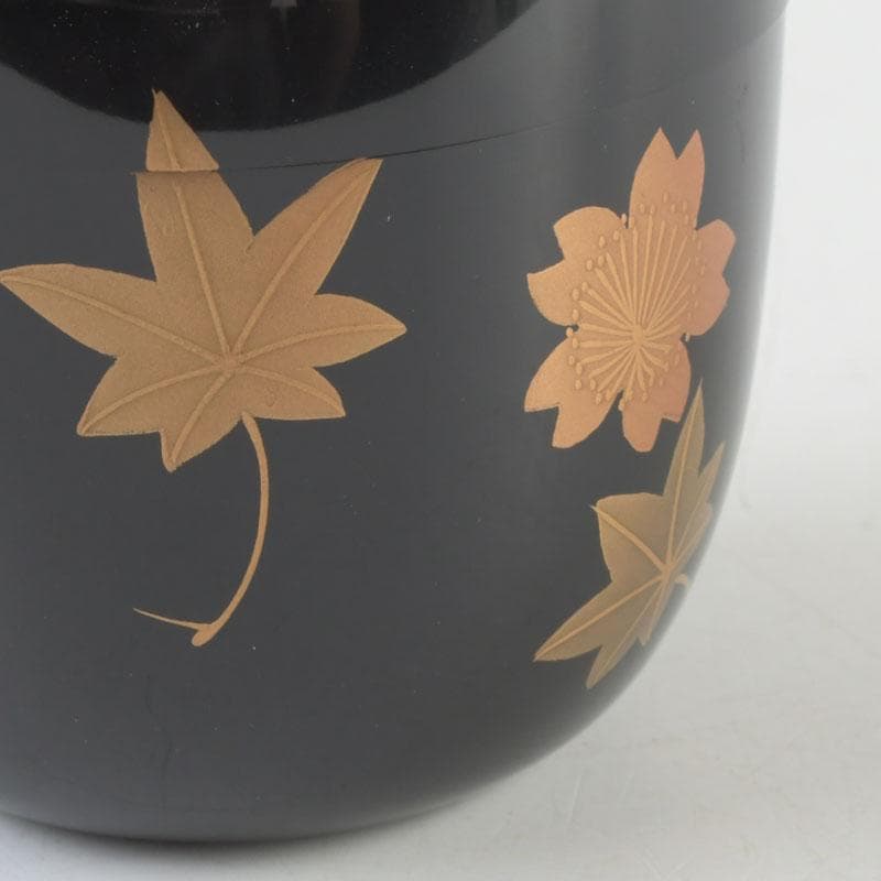 茶道具　山中塗　中村宗悦作　雲錦蒔絵　中棗　共箱　V　9300