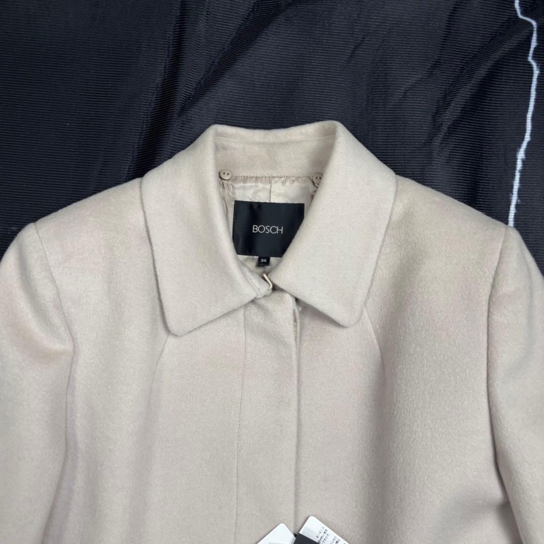 ボッシュ✨新品未使用 フォックスファー付チェスターコート カシミヤ混 サイズ38