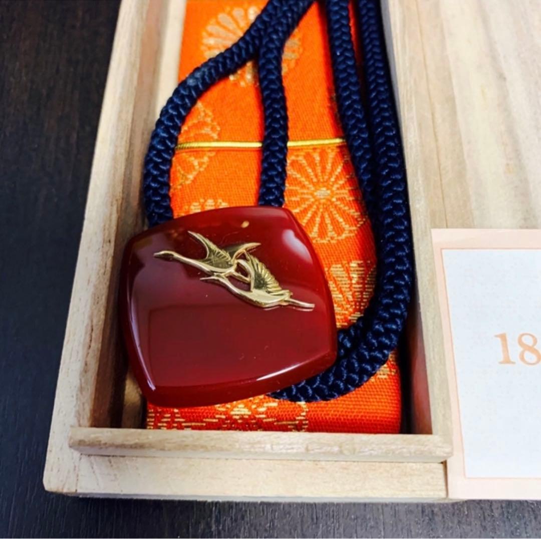 《激レア！！美品》《送料無料》⭐︎ 天皇陛下 18金 双鶴 瑪瑙 ポーロタイ　♪⭐︎